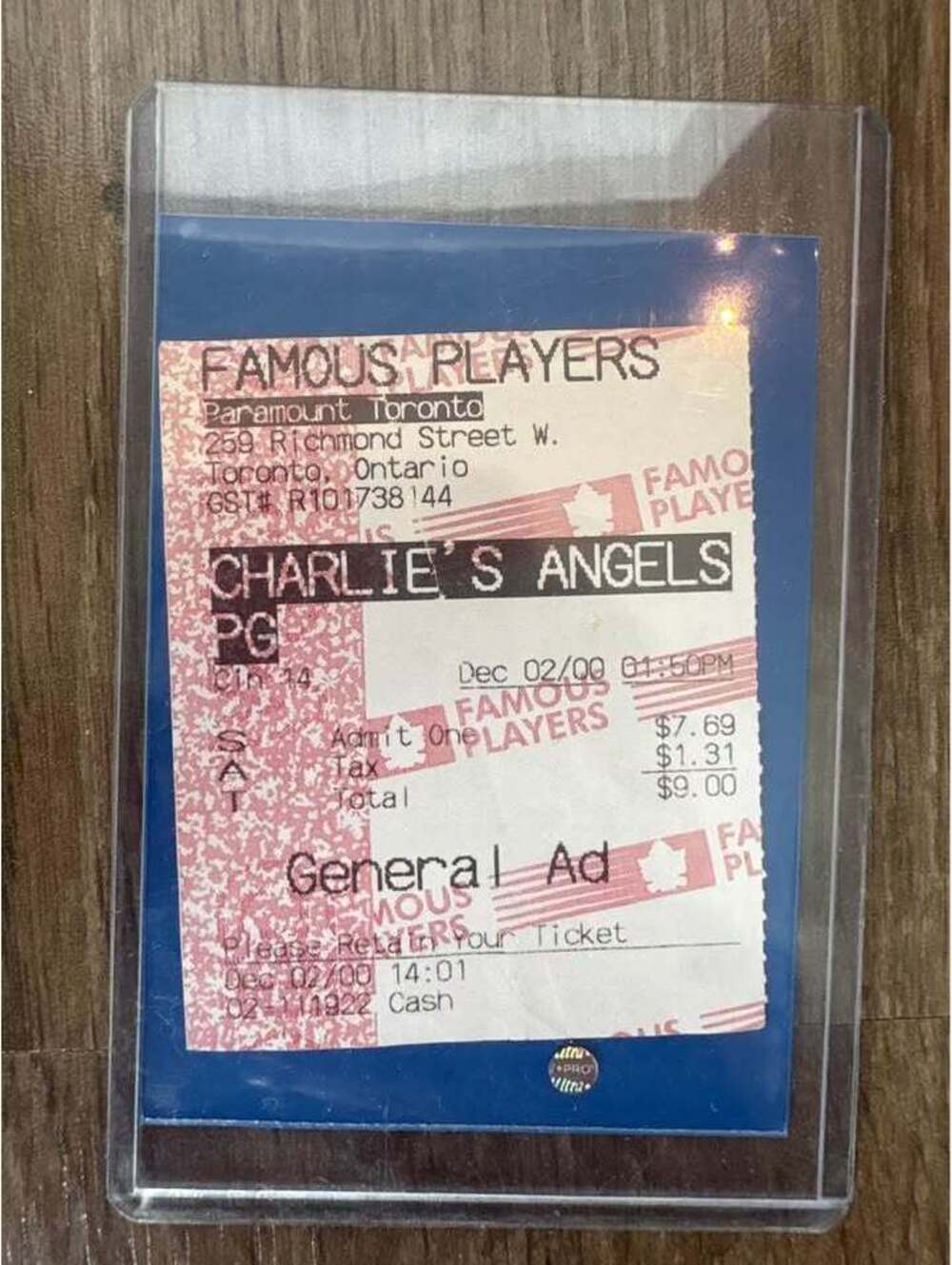Famous players movie Ticket  stub Charlie’s angels December 2000